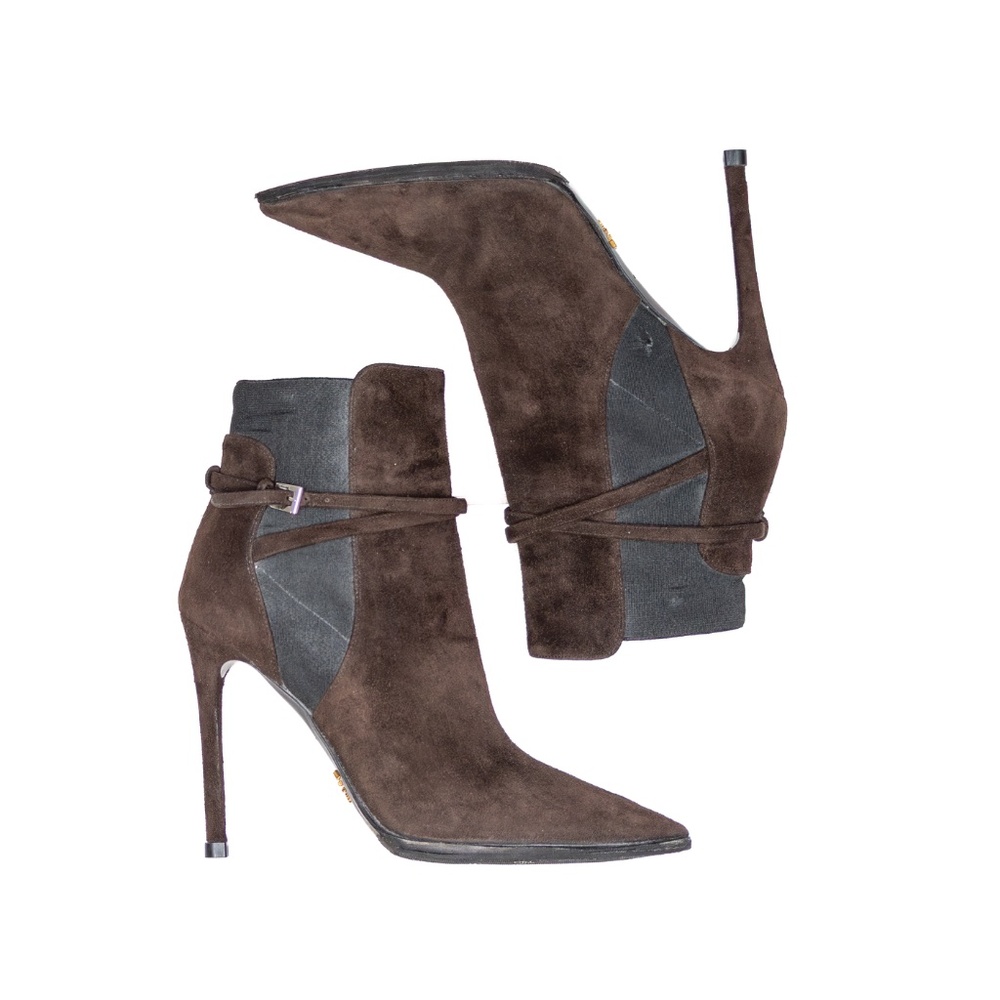 Prada Women's Brown Suede Stiletto Ankle Boots – Size EU 37 (US 6.5 –‎ 7) - Picture 6 of 10